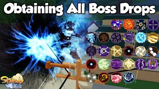 Obtaining All Boss Drops amp Showcasing Them Shindo life [upl. by Eimrots326]