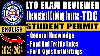 LTO TDC Exam Reviewer  Student Permit 2023 English  LTO EXAM REVIEWER 2023 ENGLISH [upl. by Brittnee825]