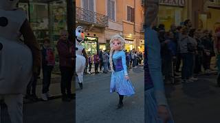 Frozen Fiesta Elsa and Olaf Parade in New Years Day in Rome Frozen Disney Viral Cute Shorts [upl. by Leugim]