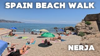 Nerja Spain Beach Walk  Amazing Playa Calahonda  Malaga Europe 4K Hot Summer Relaxing walking [upl. by Ylera]