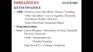 Antifungal Drugs Azoles Ketoconazole Fluconazole Itraconazole Voriconazole Posaconazole [upl. by Aislehc]