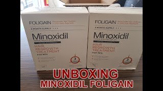 Unboxing Minoxidil Foligain kit para 6 meses  Importado da Biovea [upl. by Eceer]