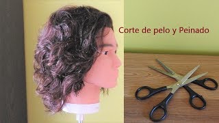 Corte de pelo Hombre con tijeras medio largo para cabello ondulado o rizado [upl. by Mllly]