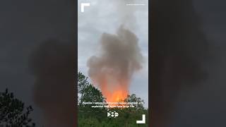 Pipeline rupture in Arkansas causes eruption and explosion that turns into large fire [upl. by Geier]