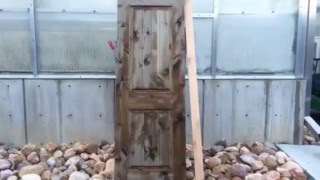 Time lapse Barnwood Gray Knotty alder door stained with Reclamation [upl. by Bathsheba]