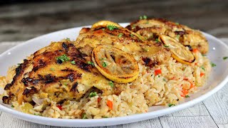 EASY Oven Baked Chicken and Rice Recipe  One Pot Meal [upl. by Llemaj]