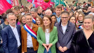 Manif contre lextrême droite Nouveau Front Populaire paroles de Tondelier Faure Panot Brossat [upl. by Nahama]