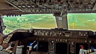 Boeing 747400 HongKong Landing  COCKPIT VIEW [upl. by Demetris480]