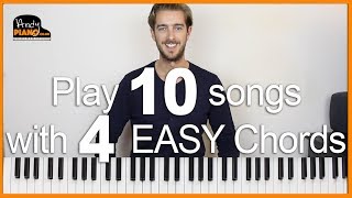 Play 10 EASY Songs with 4 Chords on Piano [upl. by Acirtap688]