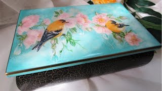 DECOUPAGE box without wrinkles Crackling paint DIY [upl. by Winograd593]