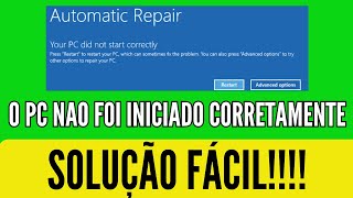 o pc nao foi iniciado corretamente  O que fazer quando o PC dá erro de InicializaçãoComo iniciar [upl. by Christabel]