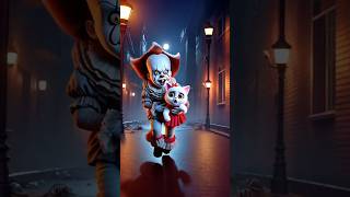 Pennywise is after cute Cat and Kitten in a Spooky Town cat cutecat catlover [upl. by Anitsirk669]