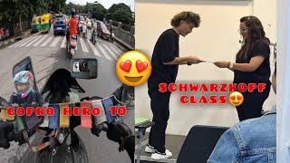 GoPro Hero10 Moto Vlog without mic😍Bangalore traffic Schwarzkopf Academy Indiranagar Bangalore [upl. by Raffaj895]