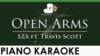 SZA  Open Arms ft Travis Scott  LOWER Key Piano Karaoke Instrumental [upl. by Mcquade]