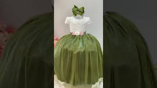 Vestido Infantil Longo Off White Saia Verde Olivia Daminha 4578VJ [upl. by Ilene227]