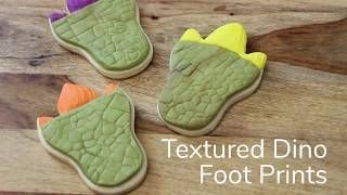 How to Make Textured Dino Feet Print Cookies  Sneak Peak  Global Sugar Art [upl. by Aicekan]