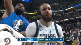 Kyrie Irving quotdunksquot on JaVale McGee during his postgame interview 🤣  NBA on ESPN [upl. by Eisac]