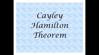 Cayley Hamilton Theorem  shrivastavas class [upl. by Noby29]