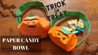 PAPER HALLOWEEN Candy Bowl  EASY DIY Decorations 🎃👻 diy papercraft halloween candy video fun [upl. by Egas]