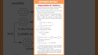 Separation of Amines  By Hinsberg method  JEE  NEET  BITSAT [upl. by Yensehc]