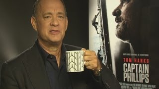 Tom Hanks interview Tom on Captain Phillips superhero roles and his nose [upl. by Nosliw622]