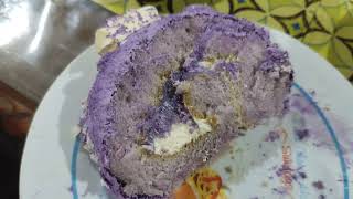 Ube Roll Cake Slice  Tea House [upl. by Lyrahs]