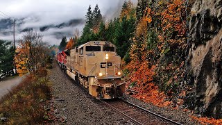 CPKC VETERAN EMD SD70ACU UNIT WORKING THE RUGGED FRASER CANYON [upl. by Enawtna168]