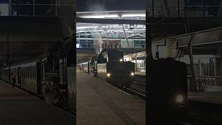 Awesome steamtrain leaving by night with whistle train tren railway züge trens treinen [upl. by Ahsiym]