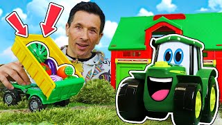 Johnny le tracteur va chercher des engrais pour les plantes Jeux avec des voitures pour enfants [upl. by Alyakcm429]