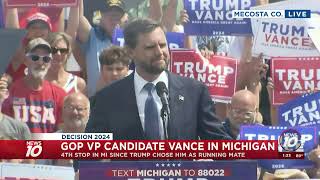 Republican Vice Presidential candidate Vance returns to Michigan [upl. by Yazbak]