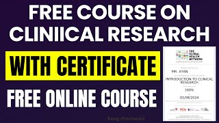 FREE Certificate Course in Clinical Research  Free Pharmacy Certificate Course [upl. by Margot]