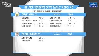 Derbyshire County CL  Div 2  Belper Meadows CC 1st XI v Darley Abbey CC 1st XI [upl. by Arej852]