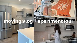 MOVING VLOG packing amp unboxing new apartment tour target runs amp organizing the new space [upl. by Bergman]