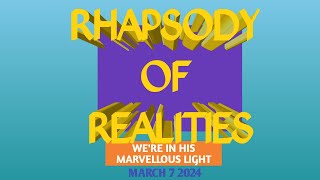 RHAPSODY OF REALITIES AUDIO MARCH 7 2024 WERE IN HIS MARVELLOUS LIGHT  DAILY DEVOTIONAL [upl. by Ramoh]