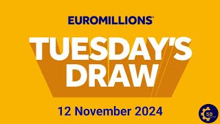 euromillions Draw Live Tonight  euromillions Draw Live Results for tuesday 12 November 2024 [upl. by Ahsam]