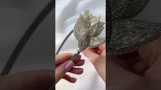 How To Make Petal Tiara With Beads embroiderybrooch tiara diyideas handmadebeads craftideas [upl. by Chrystal]