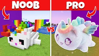 Aphmau Crew builds the RAINBOW UNICORN MEEMEOW  NOOB vs PRO [upl. by Atrim]