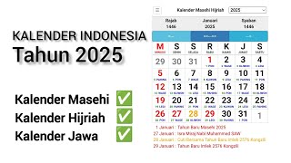 Kalender Masehi Hijriah Jawa Tahun 2025  Kalender Indonesia [upl. by Gothar]