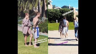 Justin amp Hailey Bieber with Pattie Mallette playing with puppy Oscar in Laguna Beach  March 17 2019 [upl. by Rocray]