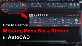 AutoCAD Menu Bar or Toolbar Missing [upl. by Erodasi356]