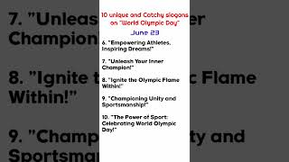 10 Unique and Catchy slogans on World Olympic Day  World Olympic Day Quotes  Posters  June 23 [upl. by Karyl485]