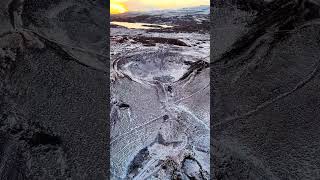 Grábrók Craters Iceland 2024 vulcano sunset craters travel adventure landscape drone [upl. by Shig]