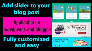 How to add slider in blog post  Add slider in website  Work on both WordPress and Blogger [upl. by Oaks]