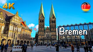 Beautiful Port City Bremen Germany Walking Tour 4K 60fps HDR [upl. by Chapland703]