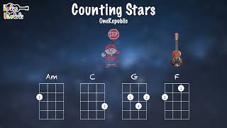 Counting Stars  Ukulele play along Am C G F and Dm [upl. by Ahsinam]