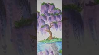 Wisteria tree 🌲 drawing watch full video satisfied trending youtubeshorts viralshorts [upl. by Nnyla487]