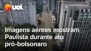 Bolsonaro imagens aéreas mostram público em ato de 25 de fevereiro na Paulista [upl. by Staffard]