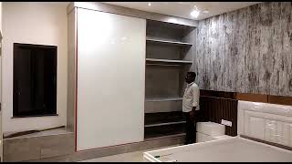 sliding wardrobe 2 shutter white backpainted Glass [upl. by Melina]