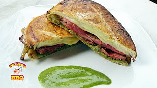 How to make a Flat Iron Steak Sandwich with Chimichurri Sauce Recipe  Island GrillStone [upl. by Nanerb]