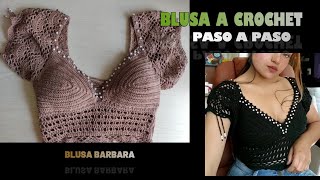 BLUSA A CROCHET PASO A PASO parte 12 BLUSA TEJIDA CON PERLAS BLUSA CON PERLAS crochet perlas [upl. by Spiegelman]